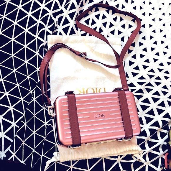 Dior Handbags - CHRISTIAN DIOR X RIMOWA Aluminum Personal Clutch On Strap Rose